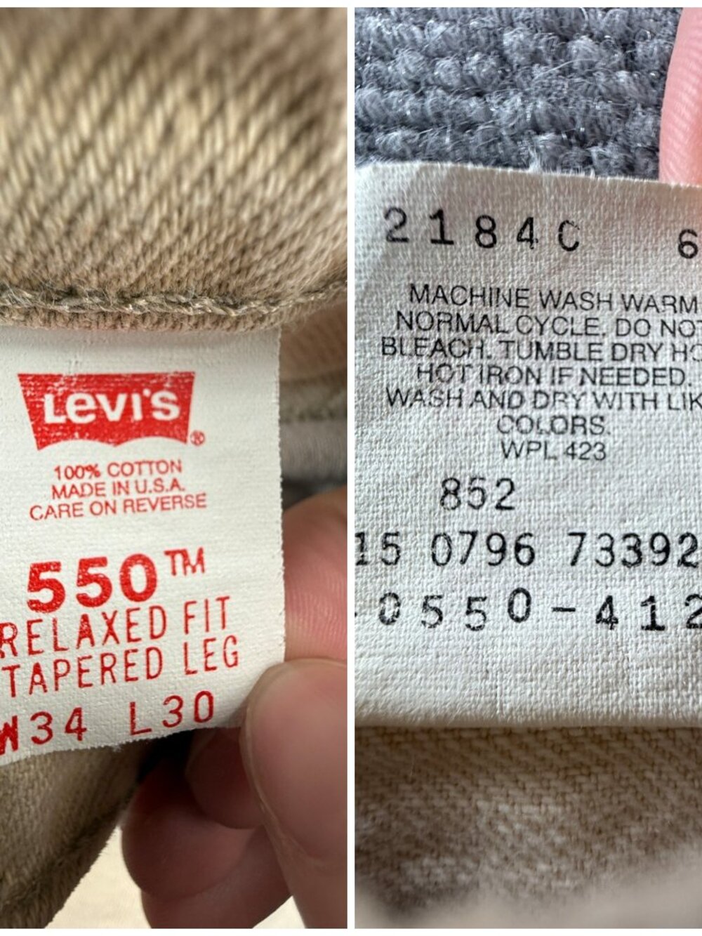 VTG Levis 550 Orange Tab Beige Denim Jeans 1996 USA Cotton Pockets ACTL 32X29.5 - Picture 16 of 16